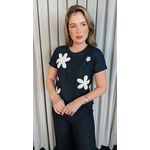 Plus - Blusa Feminina Detalhe em Trico Delicada - Preto - Cod 302
