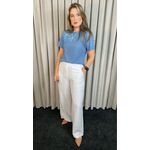 T-shirt Feminina Com Detalhe Flor - Azul - Cod 291