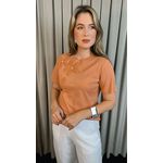 T-shirt Feminina Com Detalhe Flor - Terracota - Cod 291
