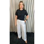T-shirt Feminina Com Detalhe Flor - Preta - Cod 291