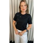 T-shirt Feminina Com Detalhe Flor - Preta - Cod 291