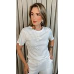 T-shirt Feminina Com Detalhe Flor - Branca - Cod 291
