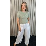 T-shirt Feminina Com Detalhe Flor - Verde - Cod 291