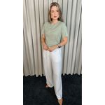 T-shirt Feminina Com Detalhe Flor - Verde - Cod 291