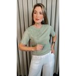 T-shirt Feminina Com Detalhe Flor - Verde - Cod 291