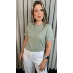 T-shirt Feminina Com Detalhe Flor - Verde - Cod 291