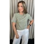 T-shirt Feminina Com Detalhe Flor - Verde - Cod 291