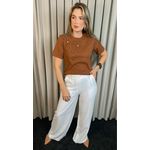 T-shirt Feminina Com Detalhe Flor - Marrom - Cod 291
