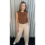 Blusa Feminina Clasica Em Poa Delicada - Marrom - Cod 292