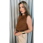 Blusa Feminina Clasica Em Poa Delicada - Marrom - Cod 292