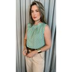 Blusa Feminina Clasica Em Poa Delicada - Verde - Cod 292