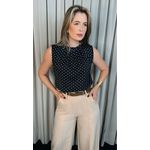 Blusa Feminina Clasica Em Poa Delicada - Preto - Cod 292