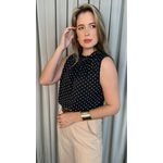 Blusa Feminina Clasica Em Poa Delicada - Preto - Cod 292
