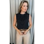 Blusa Feminina Clasica Em Poa Delicada - Preto - Cod 292