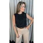 Blusa Feminina Clasica Em Poa Delicada - Preto - Cod 292
