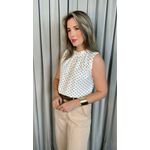Blusa Feminina Clasica Em Poa Delicada - Branca - Cod 292