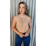 Blusa Feminina Clasica Em Poa Delicada - Nude - Cod 292