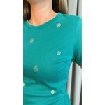T-shirt Feminina Delicada Bordada - Verde - Cod 293