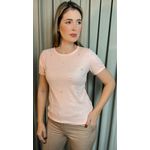 T-shirt Feminina Delicada Bordada - Rosa - Cod 293