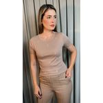 T-shirt Feminina Delicada Bordada - Nude - Cod 293