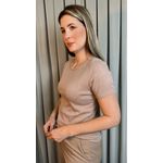 T-shirt Feminina Delicada Bordada - Nude - Cod 293