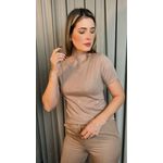 T-shirt Feminina Delicada Bordada - Nude - Cod 293