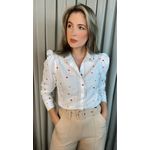 Camisa Feminina Manga Longa Bordada - Cod: 281 - Branca