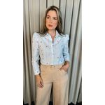 Camisa Feminina Manga Longa Bordada - Cod: 281 - Azul