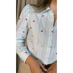 Camisa Feminina Manga Longa Bordada - Cod: 281 - Azul