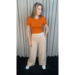 T-shirt Feminina Com Detalhe Na Manga Lese - Terracota - Cod 289