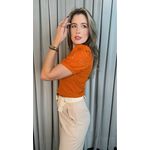 T-shirt Feminina Com Detalhe Na Manga Lese - Terracota - Cod 289