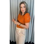 T-shirt Feminina Com Detalhe Na Manga Lese - Terracota - Cod 289