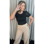 T-shirt Feminina Com Detalhe Na Manga Lese - Preta - Cod 289
