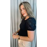 T-shirt Feminina Com Detalhe Na Manga Lese - Preta - Cod 289