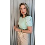 T-shirt Feminina Com Detalhe Na Manga Lese - Verde - Cod 289