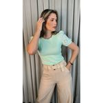 T-shirt Feminina Com Detalhe Na Manga Lese - Verde - Cod 289