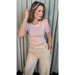 T-shirt Feminina Com Detalhe Na Manga Lese - Rosa - Cod 289