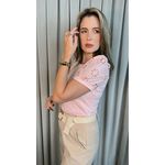 T-shirt Feminina Com Detalhe Na Manga Lese - Rosa - Cod 289