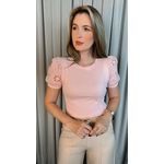 T-shirt Feminina Com Detalhe Na Manga Lese - Rosa - Cod 289