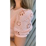 T-shirt Feminina Com Detalhe Na Manga Lese - Rosa - Cod 289