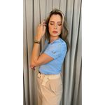 T-shirt Feminina Com Detalhe Na Manga Lese - Azul - Cod 289