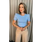 T-shirt Feminina Com Detalhe Na Manga Lese - Azul - Cod 289
