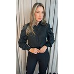 Camisa Feminina Manga Longa Poa - Cod: 275 - Preto