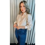 Camisa Feminina Manga Longa Bordada - Cod: 277 - Nude