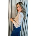 Camisa Feminina Manga Longa Bordada - Cod: 277 - Nude
