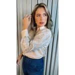 Camisa Feminina Manga Longa Bordada - Cod: 277 - Nude