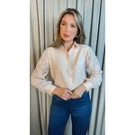 Camisa Feminina Manga Longa Bordada - Cod: 277 - Nude