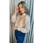 Camisa Feminina Manga Longa Bordada - Cod: 277 - Nude