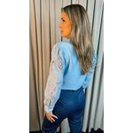 Camisa Feminina Manga Longa Bordada - Cod: 277 - Azul