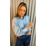 Camisa Feminina Manga Longa Bordada - Cod: 277 - Azul